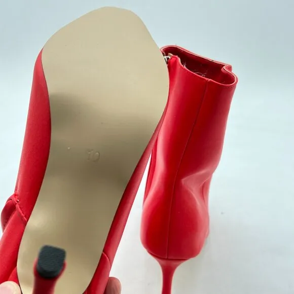Red Women Fashion High Heel Ankle Boots Pointed Toe Stilettos Zipper Unique Shoe