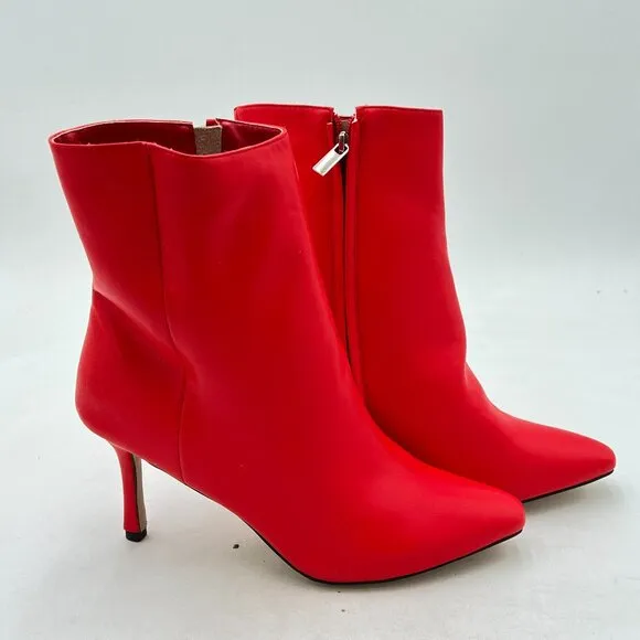 Red Women Fashion High Heel Ankle Boots Pointed Toe Stilettos Zipper Unique Shoe