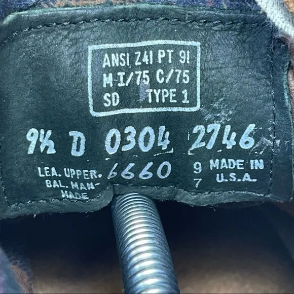 Red Wing SuperSole Brown Work Boots ANSI Z41 PT91 M1/75 C/75 Size 9.5D