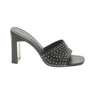 Reformation Silver Studded Heeled Mule Sandal Black Size 8.5 EUC