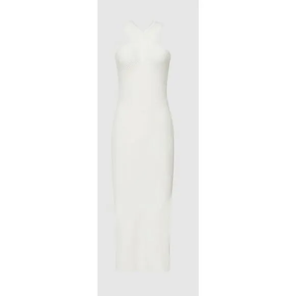 Reiss KEIRA KNITTED BODYCON MIDI DRESS in White NWT Size XL