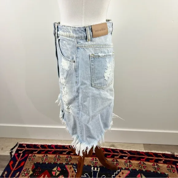 Retrofête Maeve Asymmetrical Denim Skirt - Size L - Made in Italy