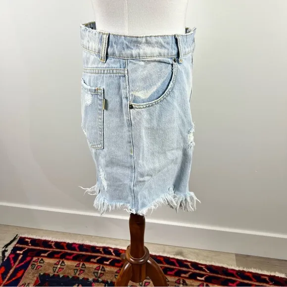 Retrofête Maeve Asymmetrical Denim Skirt - Size L - Made in Italy
