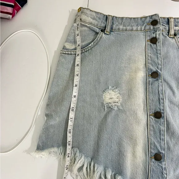 Retrofête Maeve Asymmetrical Denim Skirt - Size L - Made in Italy