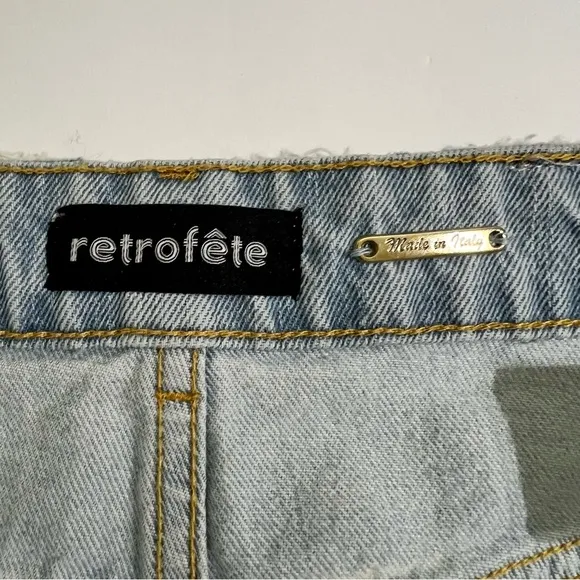 Retrofête Maeve Asymmetrical Denim Skirt - Size L - Made in Italy