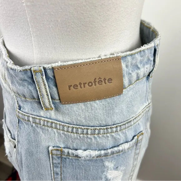 Retrofête Maeve Asymmetrical Denim Skirt - Size L - Made in Italy