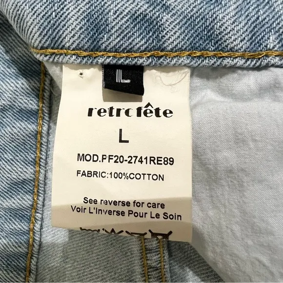 Retrofête Maeve Asymmetrical Denim Skirt - Size L - Made in Italy