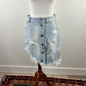 Retrofête Maeve Asymmetrical Denim Skirt - Size L - Made in Italy