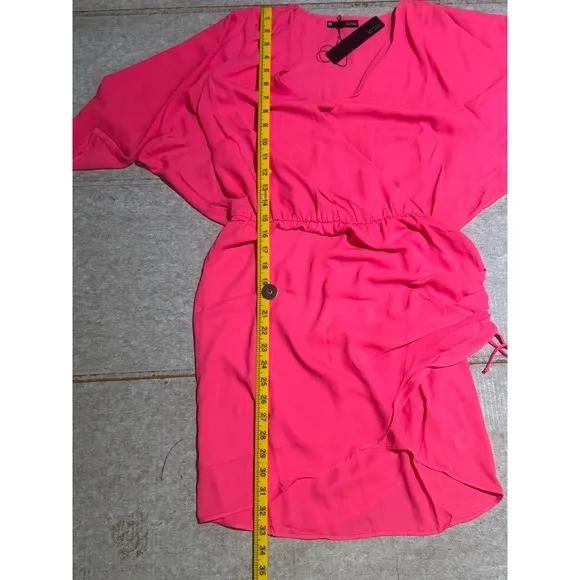 REVOLVE Krisa Neon Pink Mini Small adjustable Waist NWT V-neck Faux Wrap