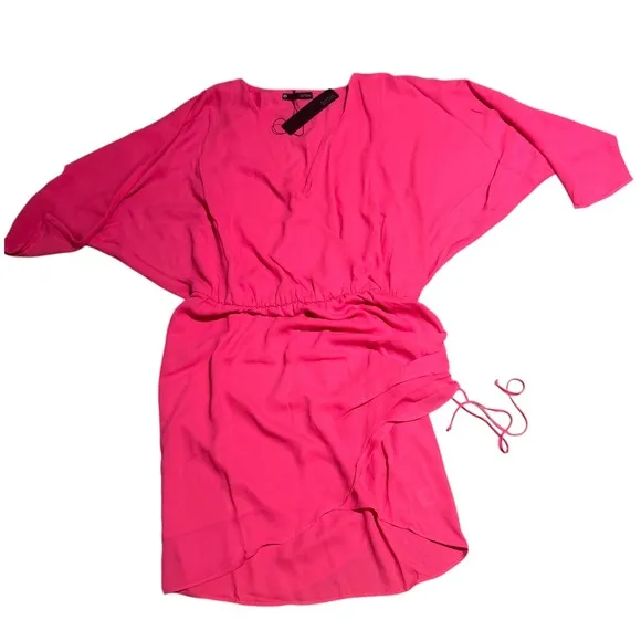 REVOLVE Krisa Neon Pink Mini Small adjustable Waist NWT V-neck Faux Wrap