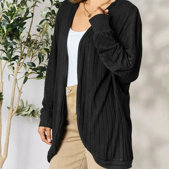 Ribbed Haven Cardigan - Black