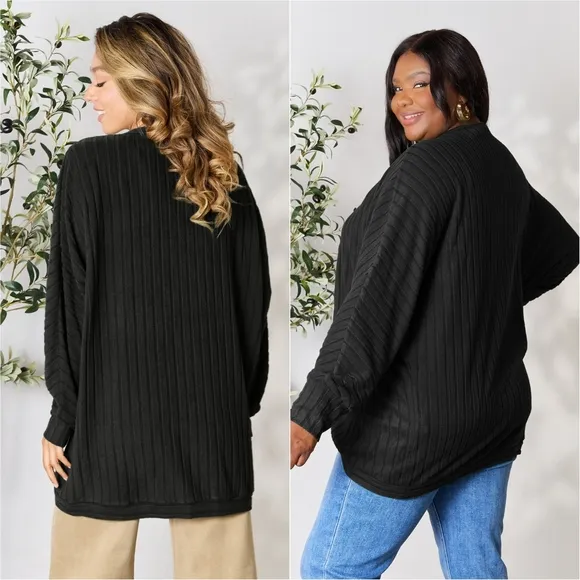 Ribbed Haven Cardigan - Black