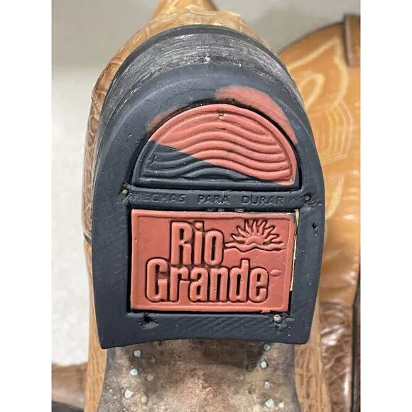 Rio Grande Brown Crocodile Print Pointed Toe Men’s Size 7.5 Western Cowboy Boot