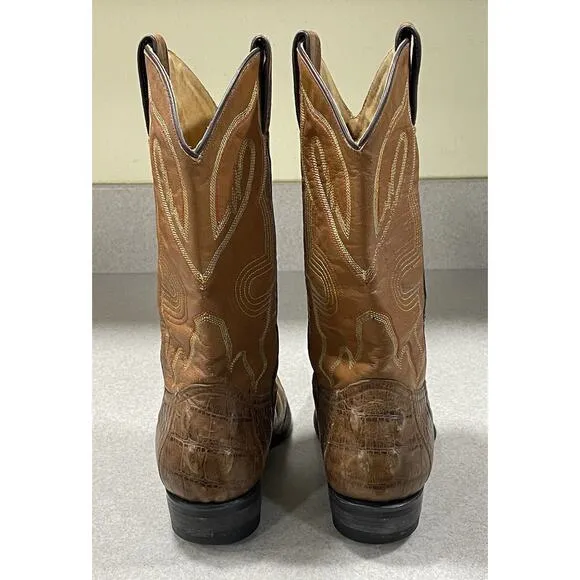 Rio Grande Brown Crocodile Print Pointed Toe Men’s Size 7.5 Western Cowboy Boot