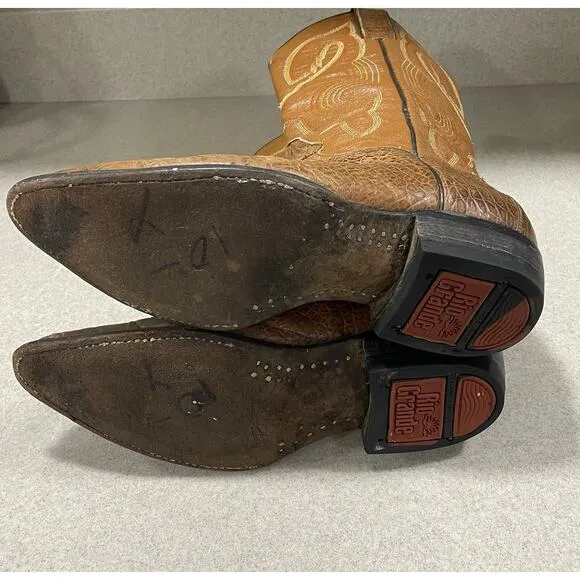 Rio Grande Brown Crocodile Print Pointed Toe Men’s Size 7.5 Western Cowboy Boot