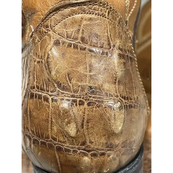 Rio Grande Brown Crocodile Print Pointed Toe Men’s Size 7.5 Western Cowboy Boot