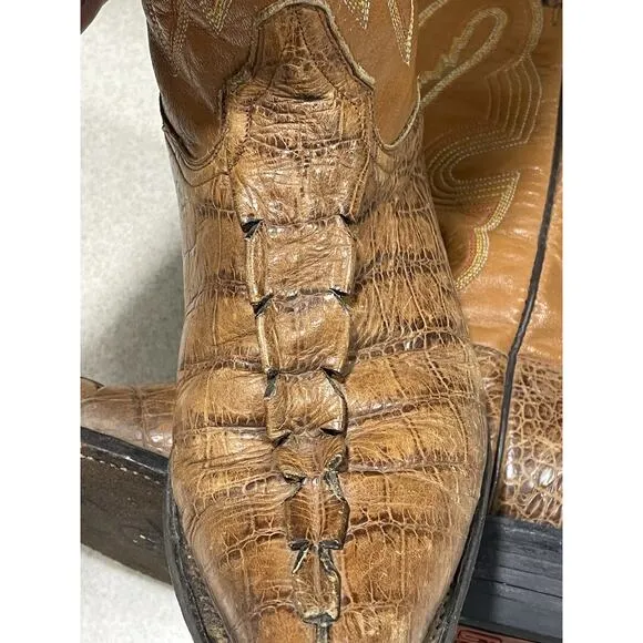 Rio Grande Brown Crocodile Print Pointed Toe Men’s Size 7.5 Western Cowboy Boot
