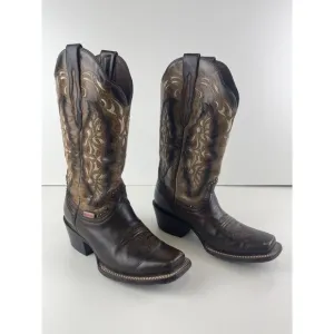 Rio Grande Brown Leather Western Cowgirl Mid Calf Boots Size: