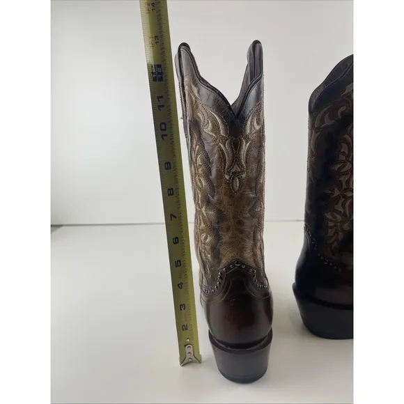 Rio Grande Brown Leather Western Cowgirl Mid Calf Boots Size: