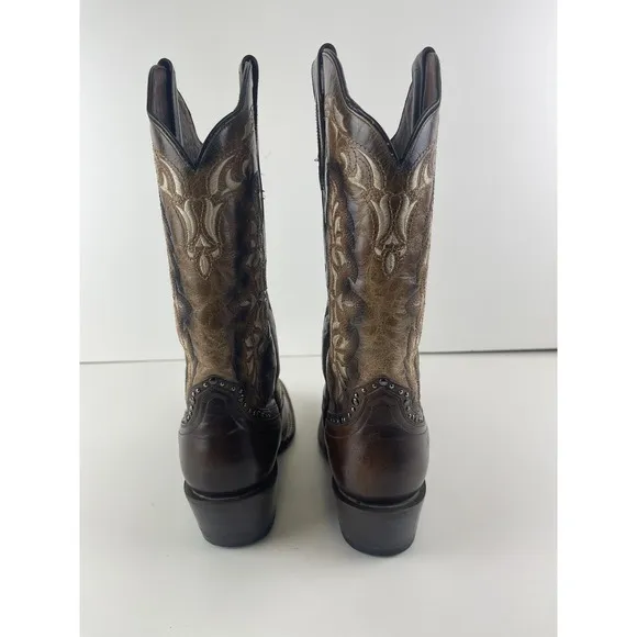 Rio Grande Brown Leather Western Cowgirl Mid Calf Boots Size: