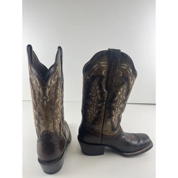 Rio Grande Brown Leather Western Cowgirl Mid Calf Boots Size: