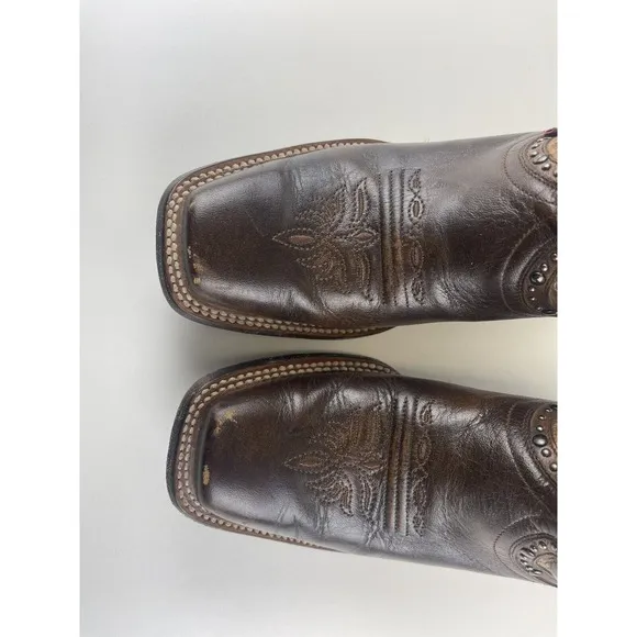 Rio Grande Brown Leather Western Cowgirl Mid Calf Boots Size: