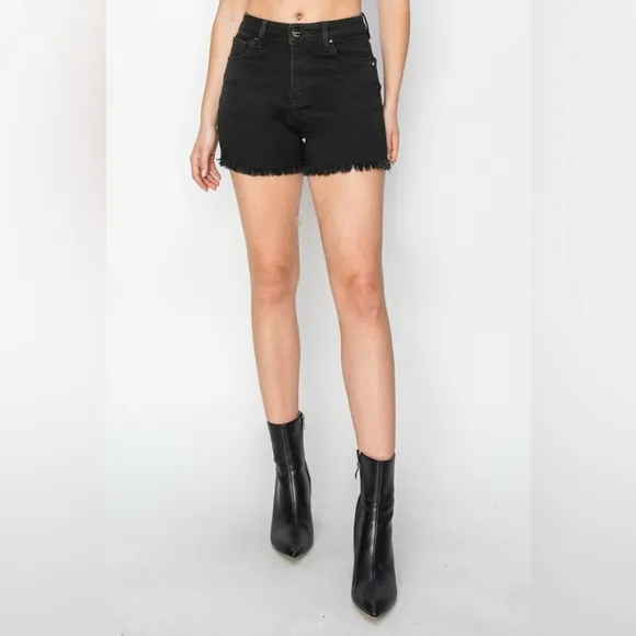 RISEN Full Size High Waist Raw Hem Denim Shorts