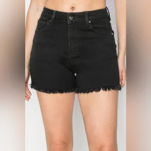 RISEN Full Size High Waist Raw Hem Denim Shorts