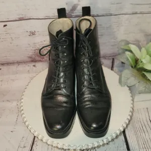 RITZ New York Black  Leather Moto Combat Ankle Lace-up Boots Size 36.5 EU, 6 US