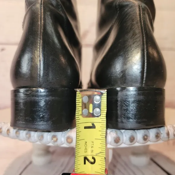 RITZ New York Black  Leather Moto Combat Ankle Lace-up Boots Size 36.5 EU, 6 US