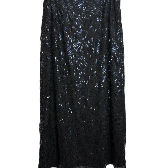 Rixo Kelly Sequin Midi Skirt Black and Blue Size Small