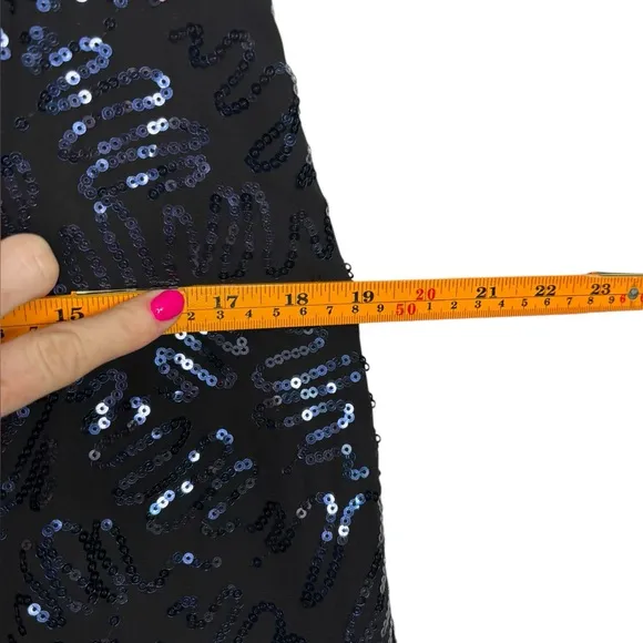 Rixo Kelly Sequin Midi Skirt Black and Blue Size Small