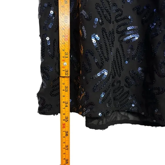 Rixo Kelly Sequin Midi Skirt Black and Blue Size Small