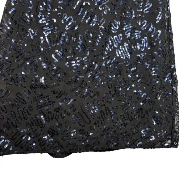 Rixo Kelly Sequin Midi Skirt Black and Blue Size Small