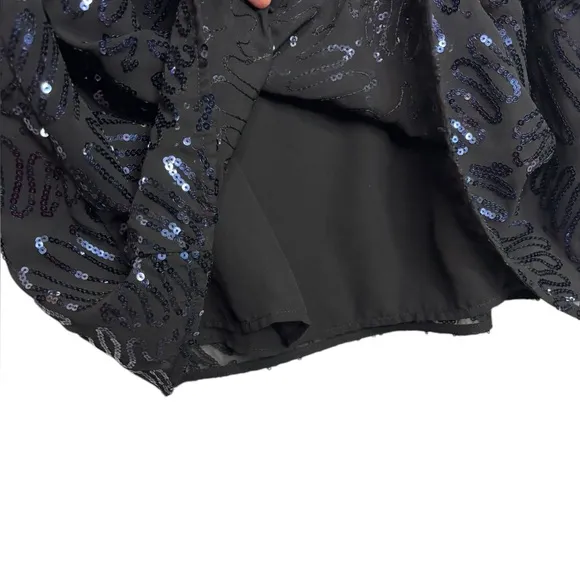Rixo Kelly Sequin Midi Skirt Black and Blue Size Small