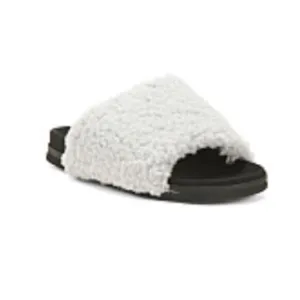 ROAM Cozy Fuzzy Slide Sandals in Black and Light Gray