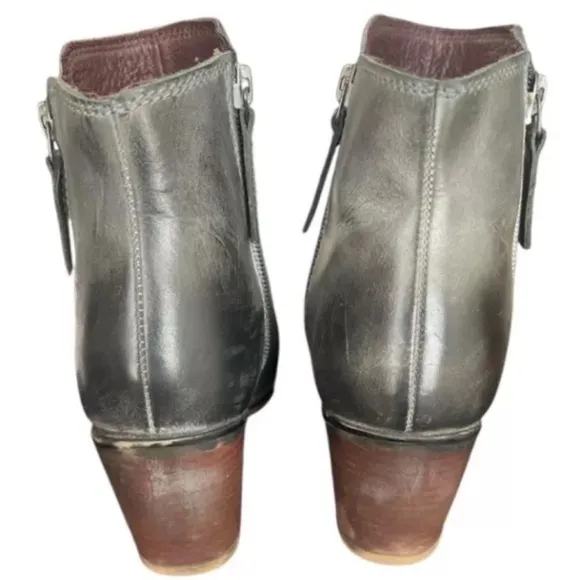 ROAN by Bed|Stu Boots Womens 6.5 Gray LINA Mix Leather Side Zip Ankle Boots