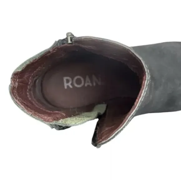 ROAN by Bed|Stu Boots Womens 6.5 Gray LINA Mix Leather Side Zip Ankle Boots