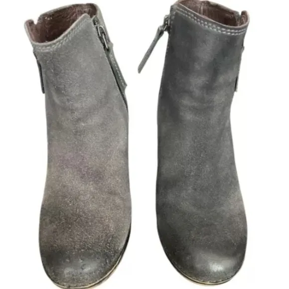 ROAN by Bed|Stu Boots Womens 6.5 Gray LINA Mix Leather Side Zip Ankle Boots