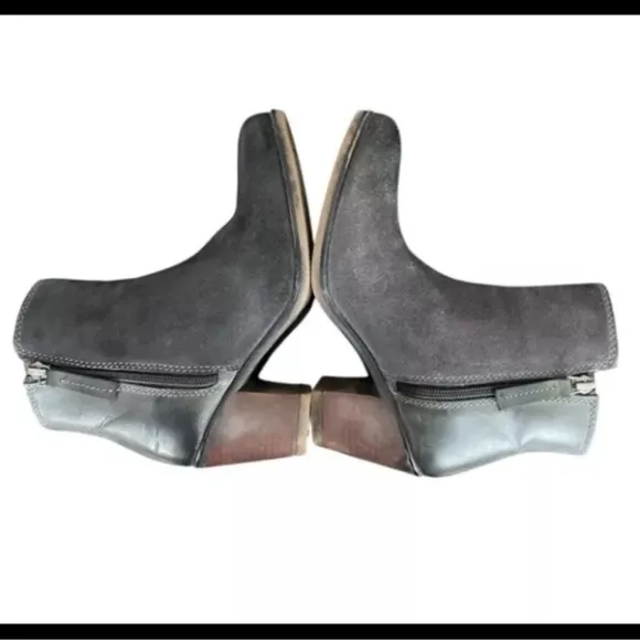 ROAN by Bed|Stu Boots Womens 6.5 Gray LINA Mix Leather Side Zip Ankle Boots