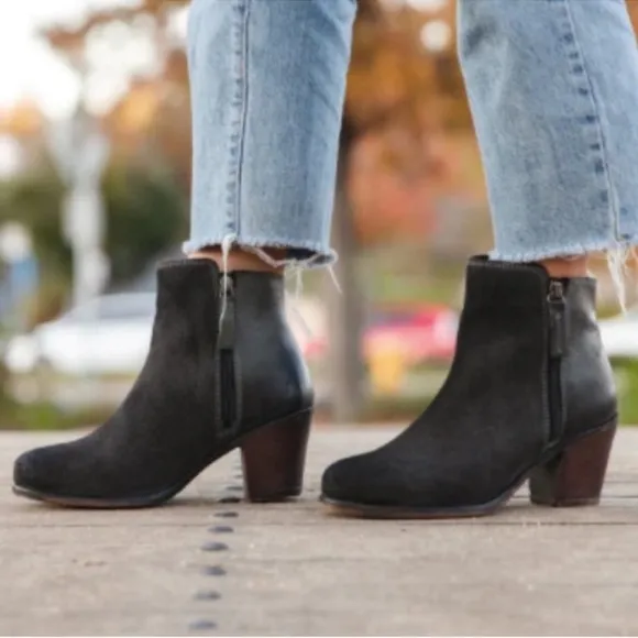 ROAN by Bed|Stu Boots Womens 6.5 Gray LINA Mix Leather Side Zip Ankle Boots