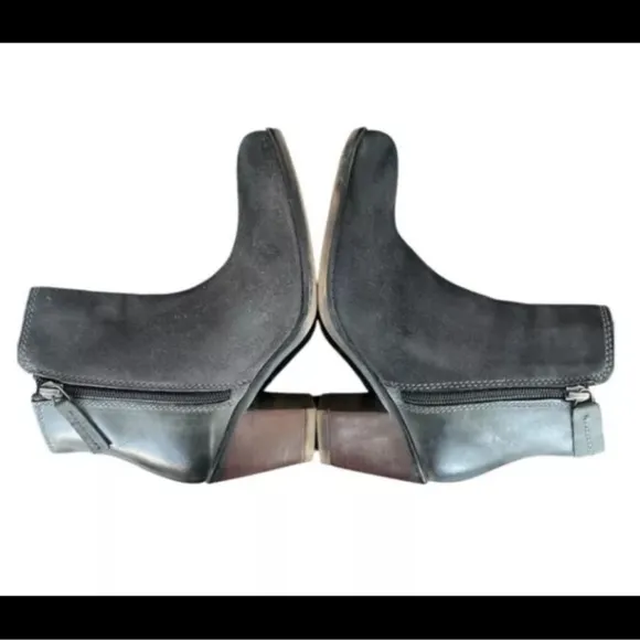 ROAN by Bed|Stu Boots Womens 6.5 Gray LINA Mix Leather Side Zip Ankle Boots