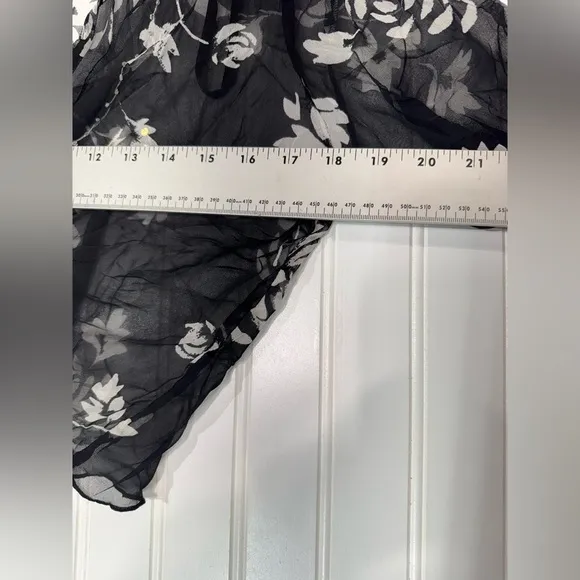 Robbie Bee Silk Floral Midi Dress Black Ruffle Y2K Coquette 16 NWT Fairy Grunge