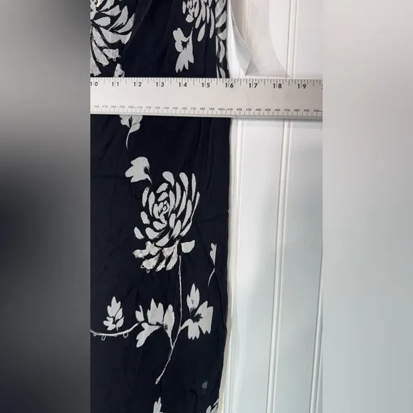 Robbie Bee Silk Floral Midi Dress Black Ruffle Y2K Coquette 16 NWT Fairy Grunge