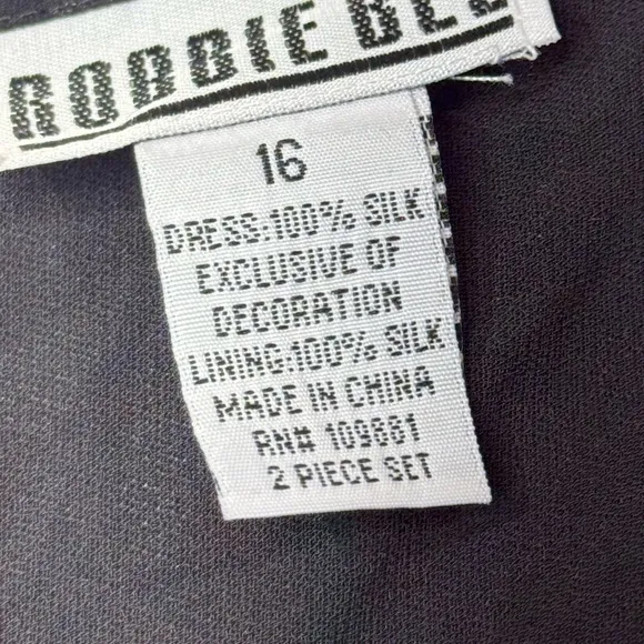 Robbie Bee Silk Floral Midi Dress Black Ruffle Y2K Coquette 16 NWT Fairy Grunge