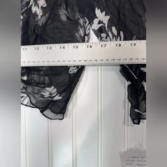 Robbie Bee Silk Floral Midi Dress Black Ruffle Y2K Coquette 16 NWT Fairy Grunge