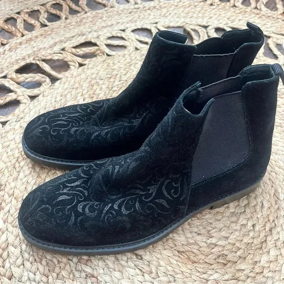 ROBERT GRAHAM  WOODMAN BOOTS   BLACK FLORAL SUEDE 9.5