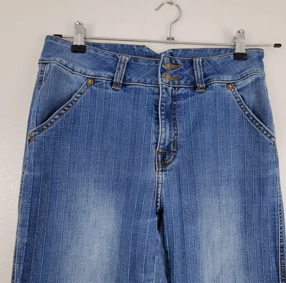 Rock &amp; Roll Denim High-Rise Bootcut Jeans Vertical Stripes Rodeo Size 26
