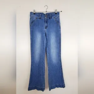 Rock &amp; Roll Denim High-Rise Bootcut Jeans Vertical Stripes Rodeo Size 26