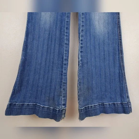 Rock &amp; Roll Denim High-Rise Bootcut Jeans Vertical Stripes Rodeo Size 26